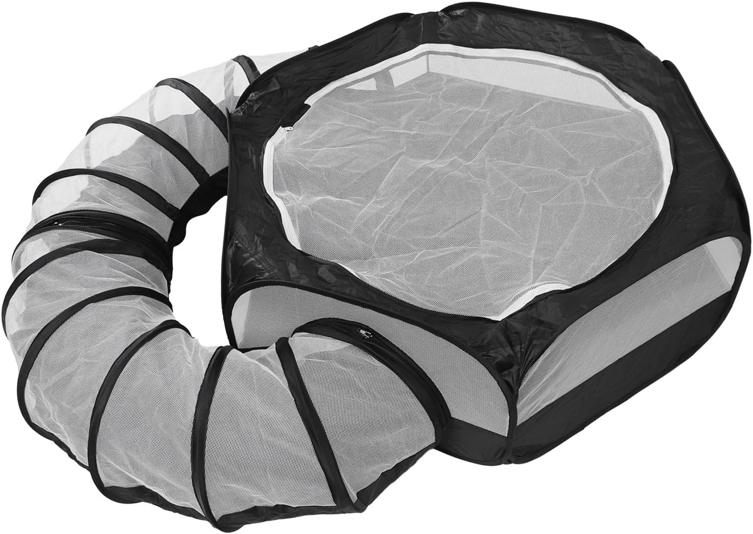 Small Animal Playpen, Breathable Zippered Design Rabbit Playpen, Guinea Pig with Tunnel Top Cover for Cats Rabbits Guinea Pigs Ferrets Hamsters Hedgehogs