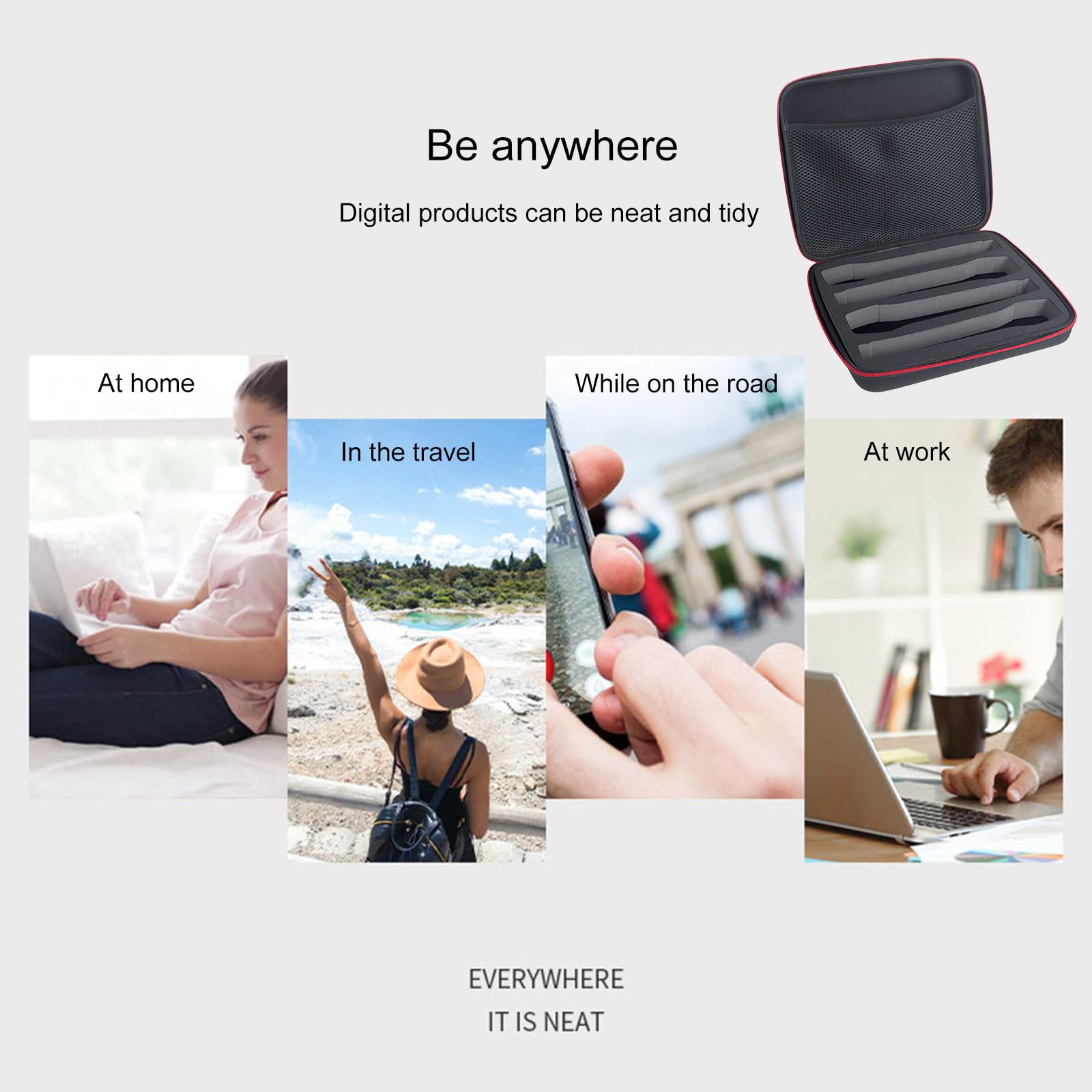 Étui de transport pour microphone portable - Boîte de rangement rigide pour 4 micros portatifs - Fermeture sécurisée - Support de microphone de voyage