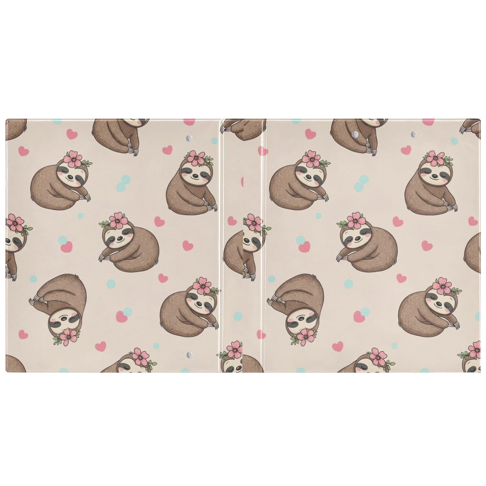 Raccoglitore a 3 anelli con bradipi da 3,8 cm, raccoglitore ad anelli a D con portablocco grande, 3 raccoglitori per scuola, università, ufficio (confezione da 2)