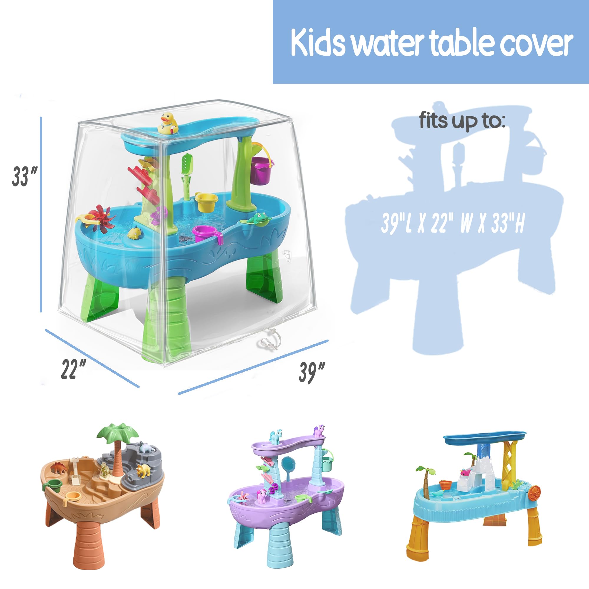 IndigoTempest9 Kids Water Table Cover, Fit Step2 Rain Showers Splash Pond Water Table Waterpark Play Table Cover Outdoor Toys Cover - (Cover Only) Transparent PVC (Transparent)