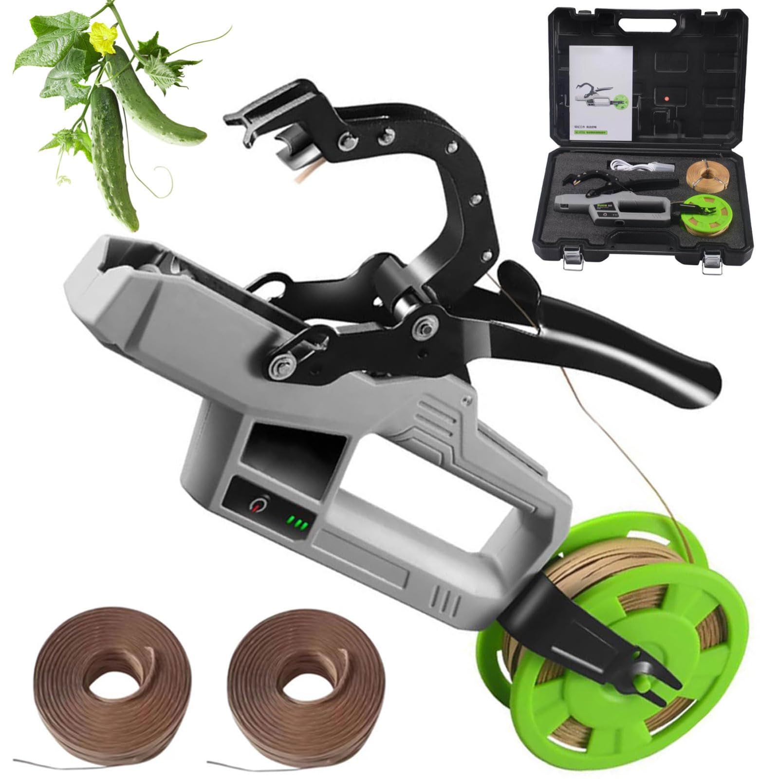 Máquina atadora de plantas con 2 rollos de hilo de encuadernación, herramienta inalámbrica de acero al manganeso, diámetro máximo de agrupación: 45 mm, paquetes en 1 segundo, para uvas y plantas