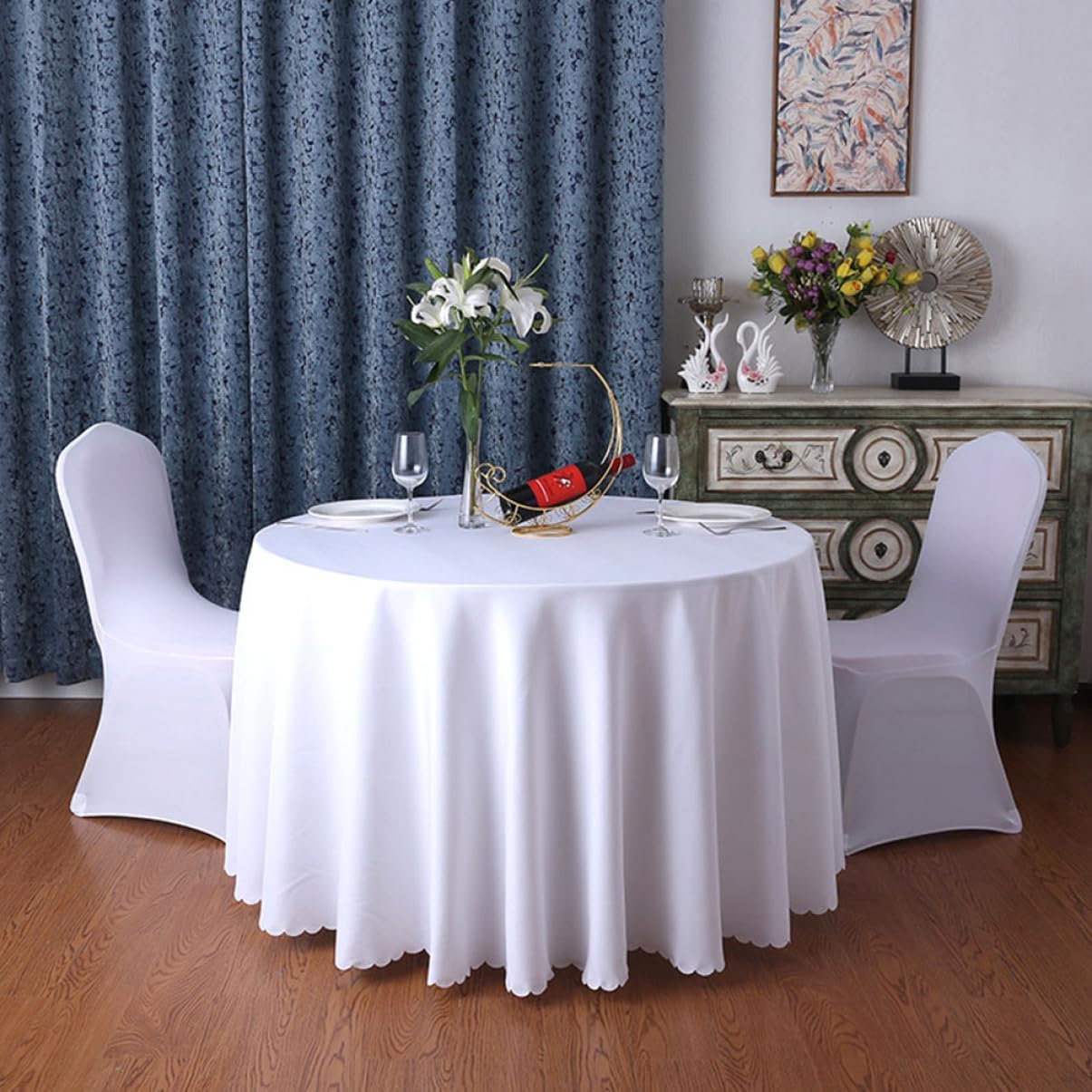 PRETYZOOM 1Pc Solid Color Round Tablecloth for Weddings and Home Parties Dinner Table Cover Elegant Table Decor for Banquets and Celebrations