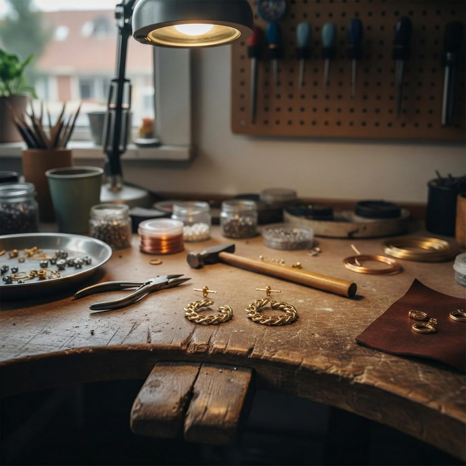 Sterling Silver Link Chain Stud Earrings, Minimalist Handmade Jewelry - Image 9