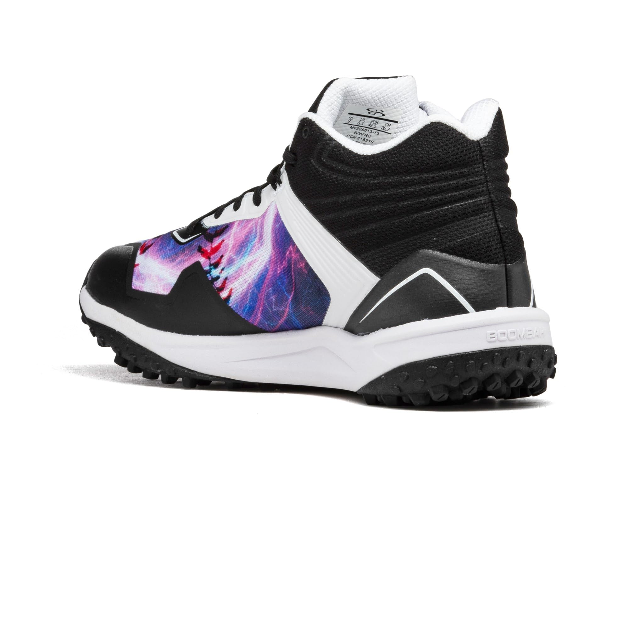 Boombah Viper Men's The Natural 2 Turf Mid Black/White/Red - Size 10.5