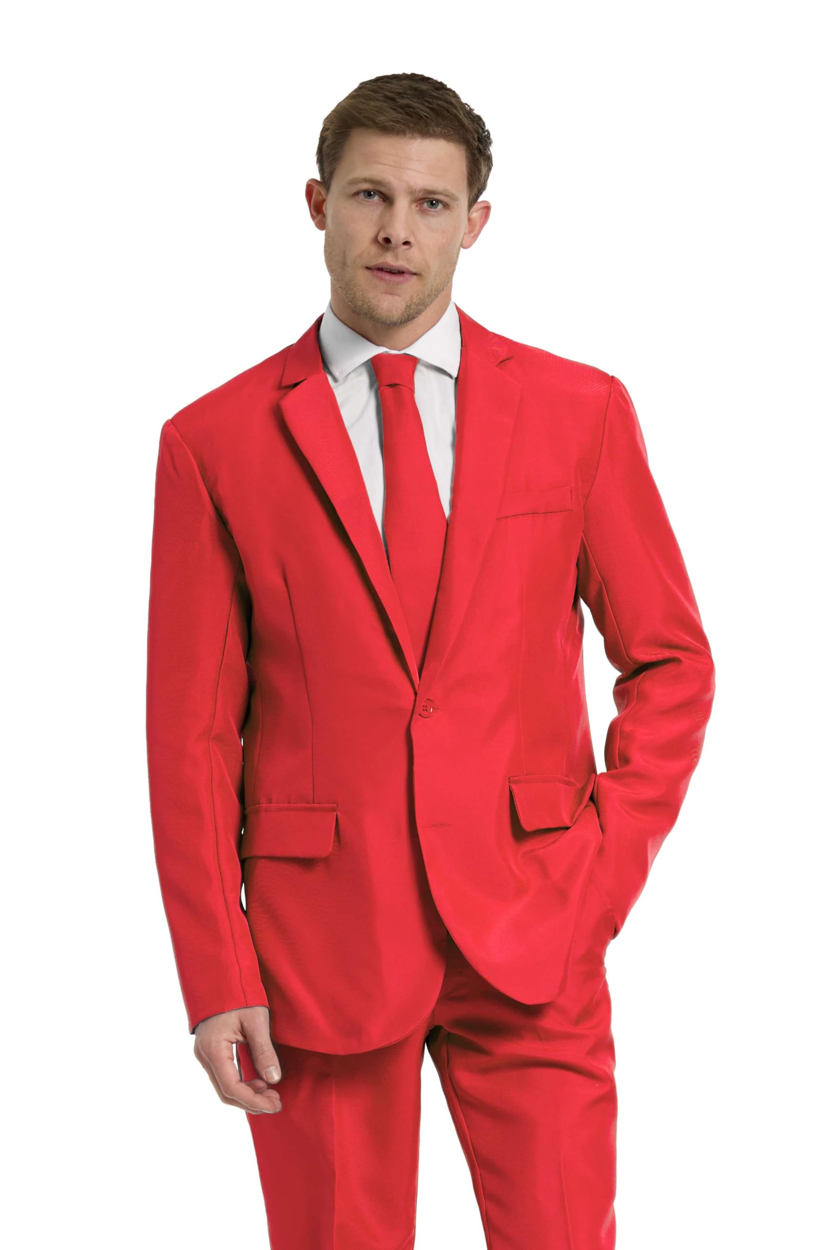 OFFSTREAM Herren Party Kostüm - 2 Stück Einfarbig Outfit für Halloween, Karneval, Fasching Party mit Jacke, Hose & Krawatte