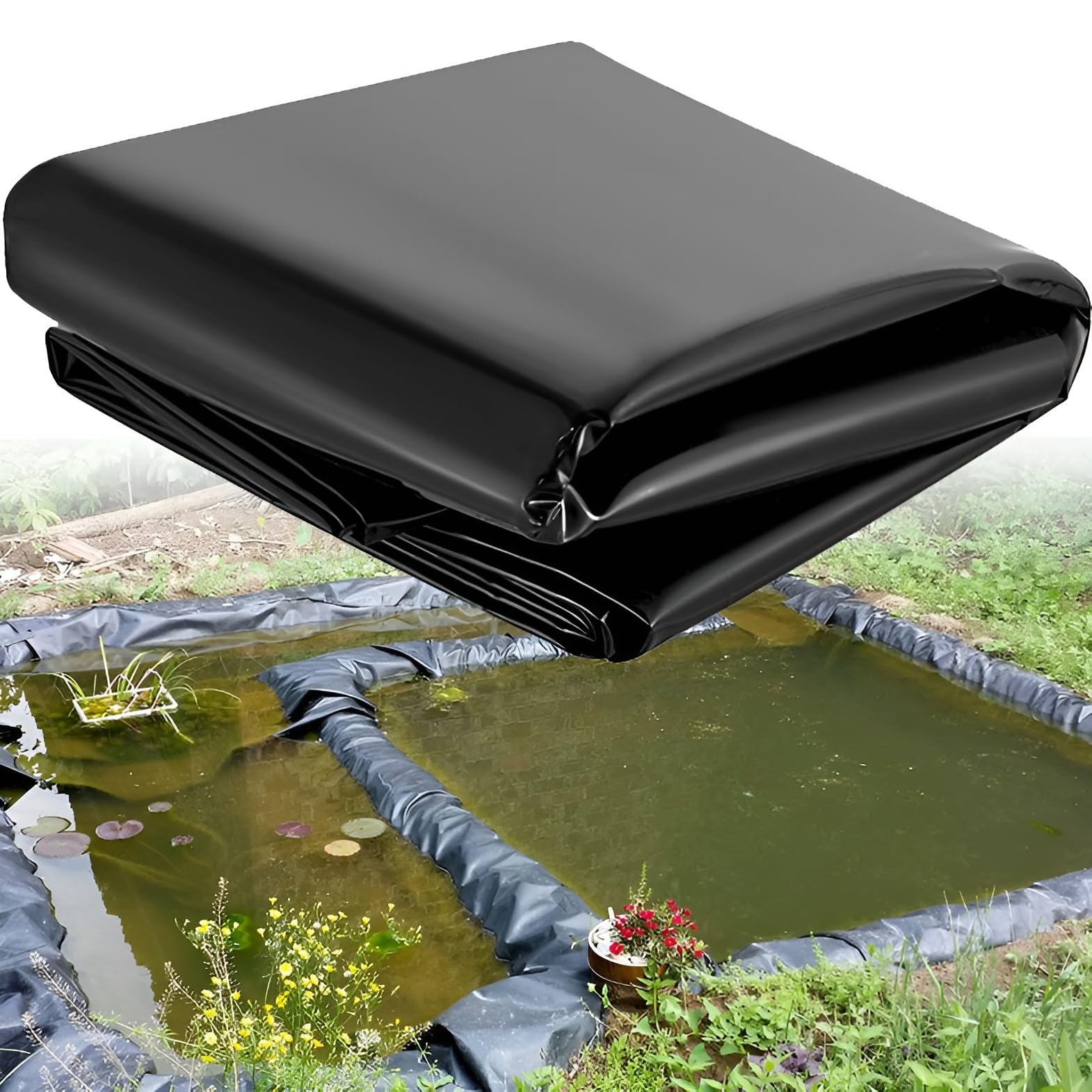 Bâche de bassin HeavyDu 6 m x 10 m étanche et anti-UV pour cascades et bassins de jardin