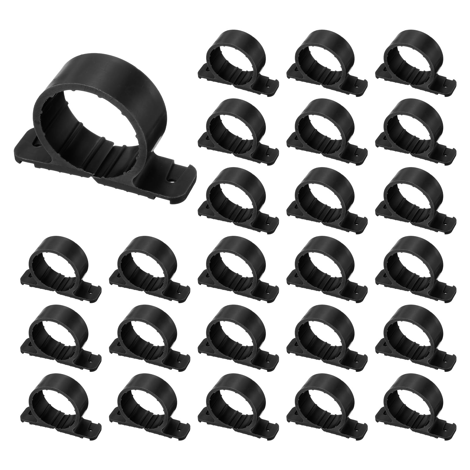 sourcing map 100 abrazaderas de tubo de suspensión de 1-1/2 pulgadas PP para soporte de tubo de cobre Pex CPVC, color negro