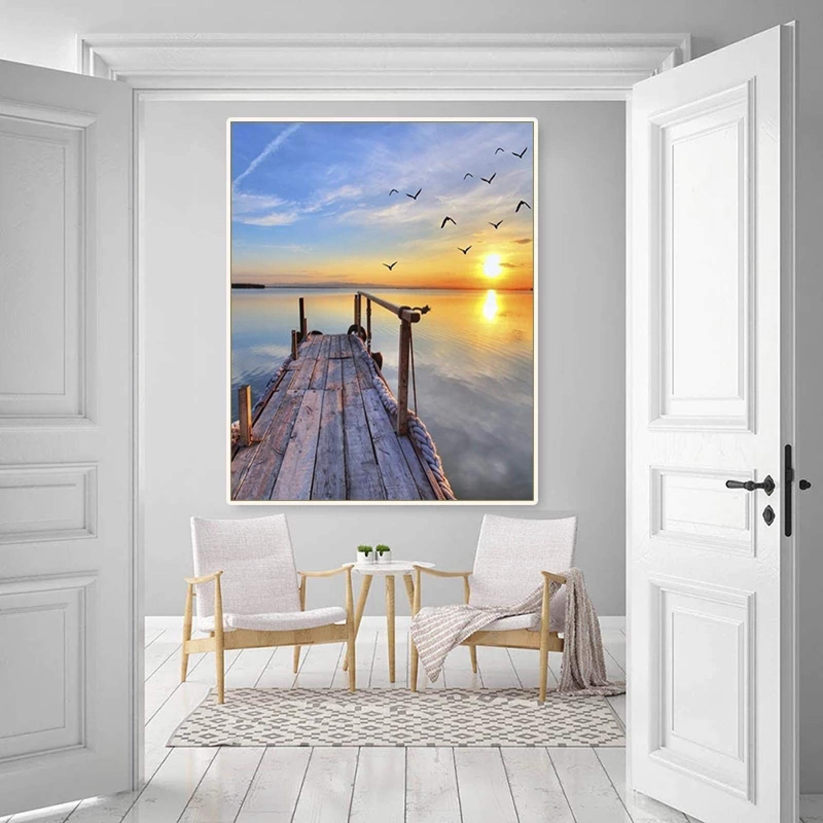 Affiche de paysage marin sur toile nordique 40x50cm avec cadre intérieur pour la décoration du salon