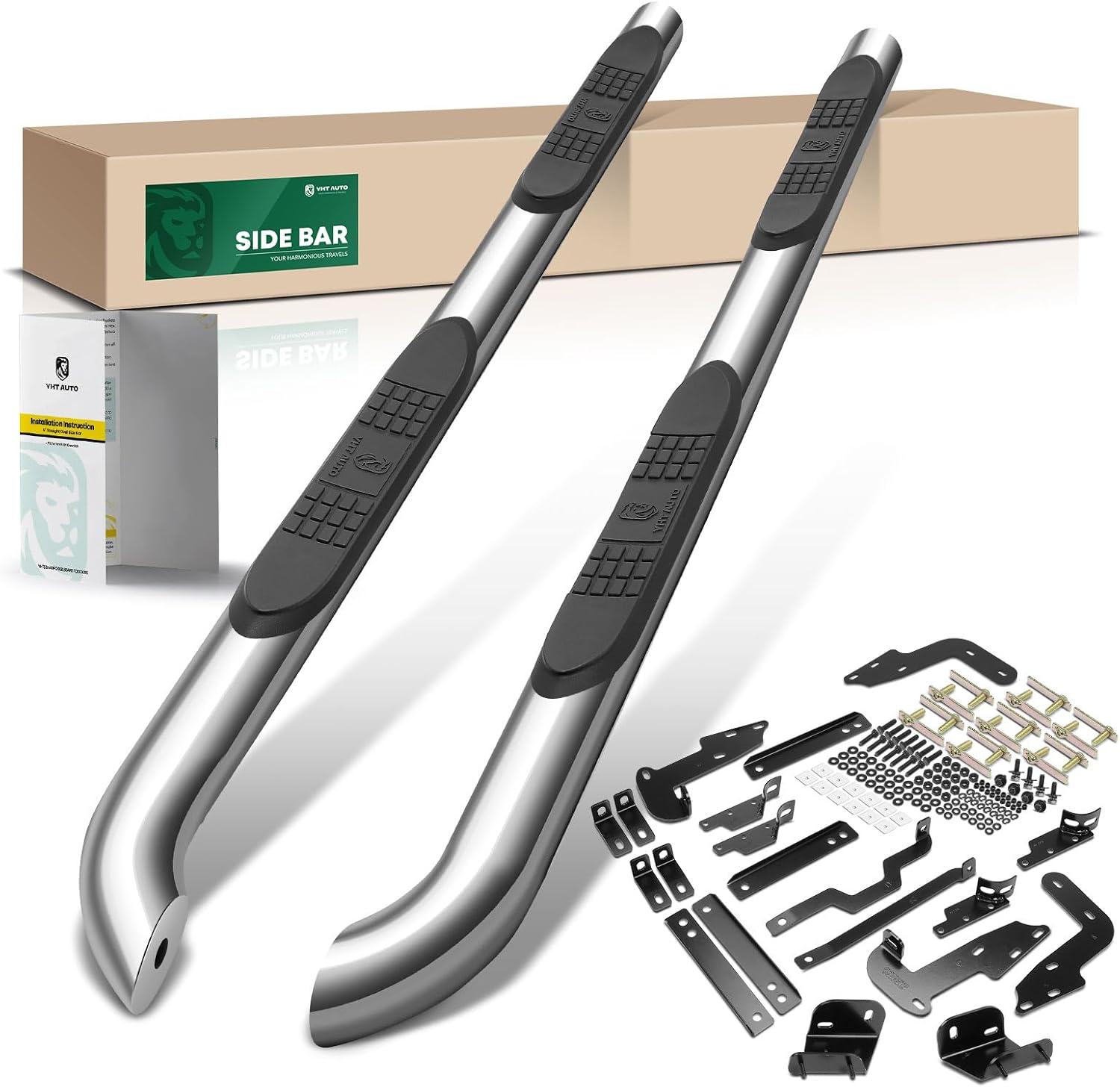 YHTAUTO 3 Inch Running Boards Side Steps Compatible with Nissan Pathfinder 2013-2021, SUV, Round Stainless Steel Polished Chrome, Cab Side Step Rails Off-Road Exterior Accessories, Set of 2