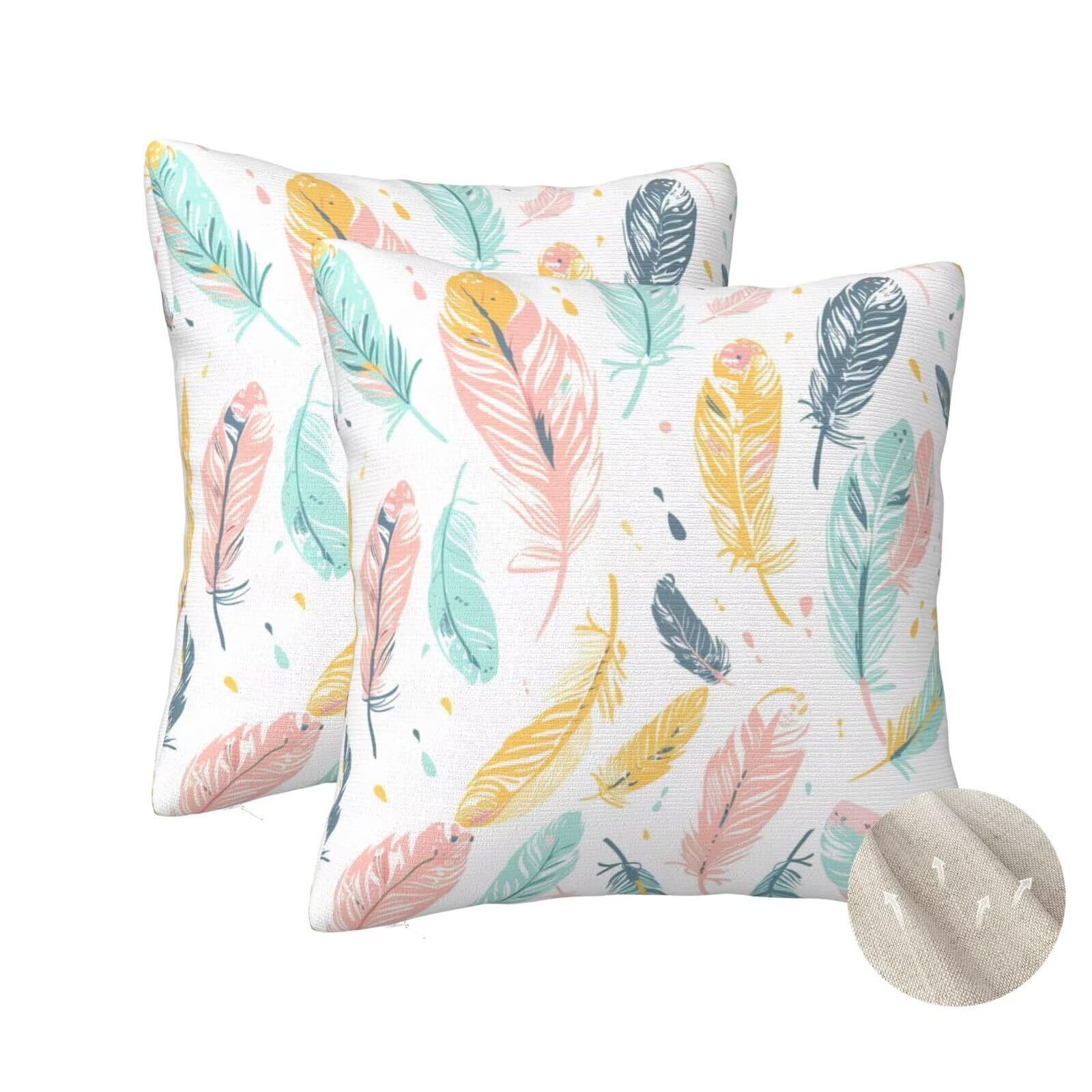 Housse coussin 60x60 cm lot de 2 carré en plumes pour décoration de canapé salon