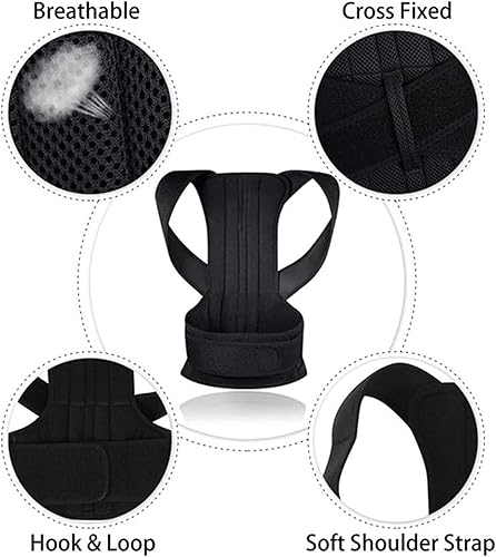 Miniatura 5 de Tamaño grande XS-5XL Corrector de postura totalmente ajustable, escoliosis, soporte de espalda para hombres y mujeres, soporte de clavícula, soporte