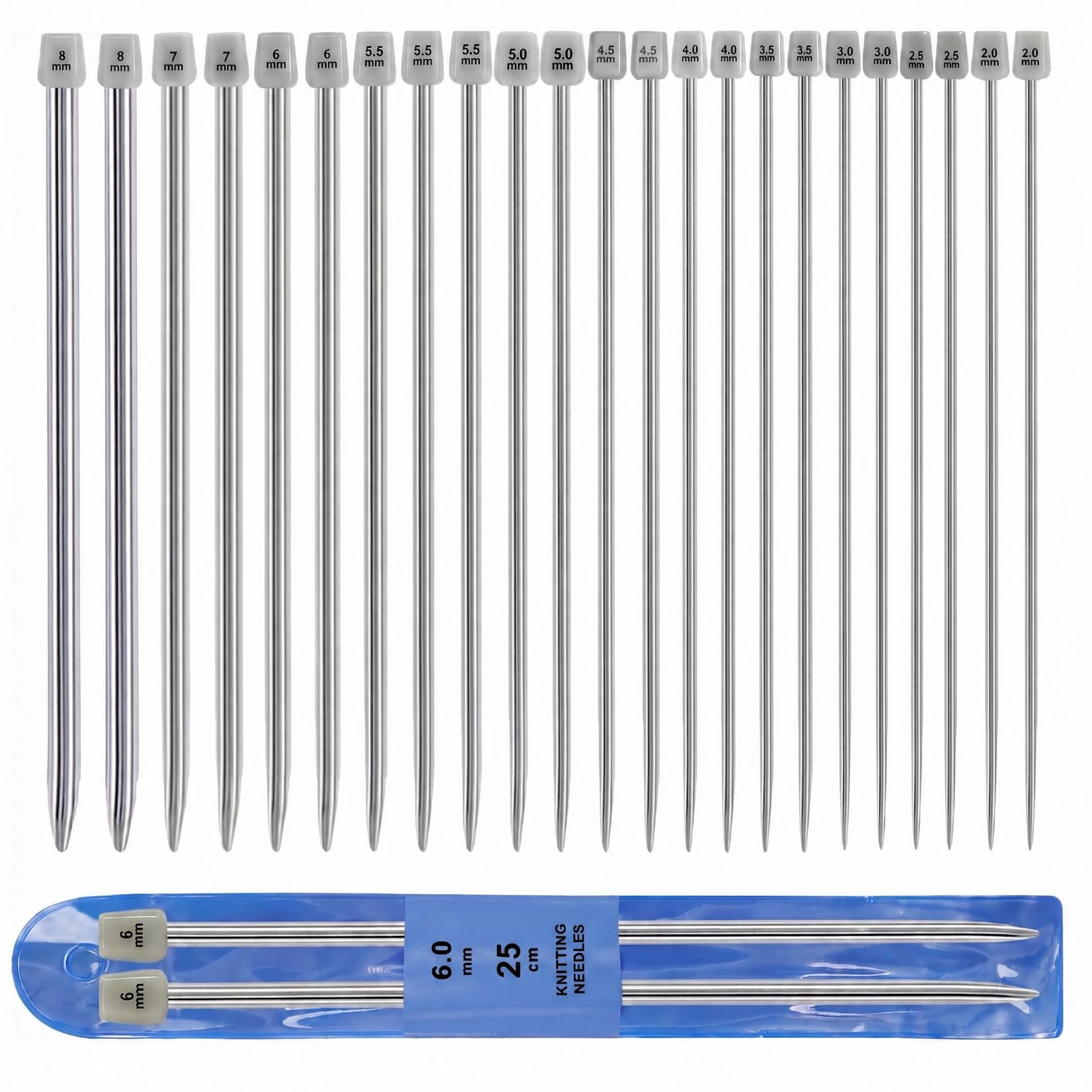 22 PcsKnitting Needles Set, 25cm Knitting Needle Set