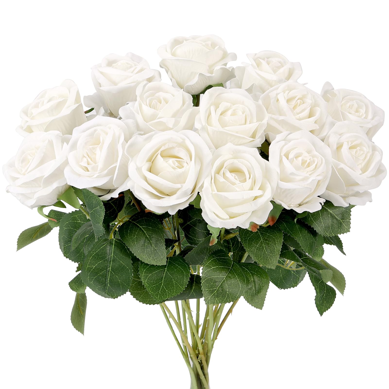 Auihiay 14PCS White Roses Artificial Flowers