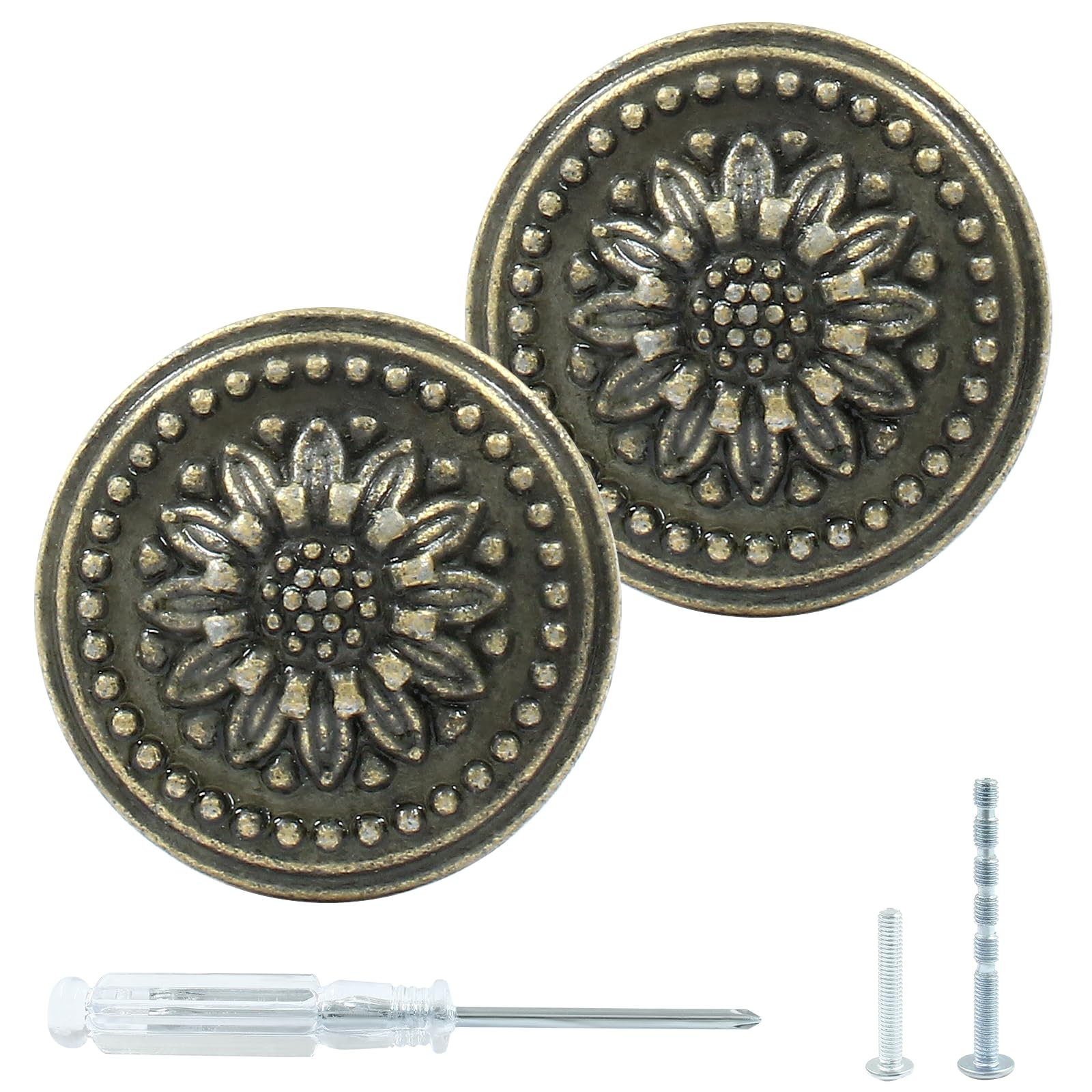 Antique Bronze Cabinet Knobs - Mid Century Style -3