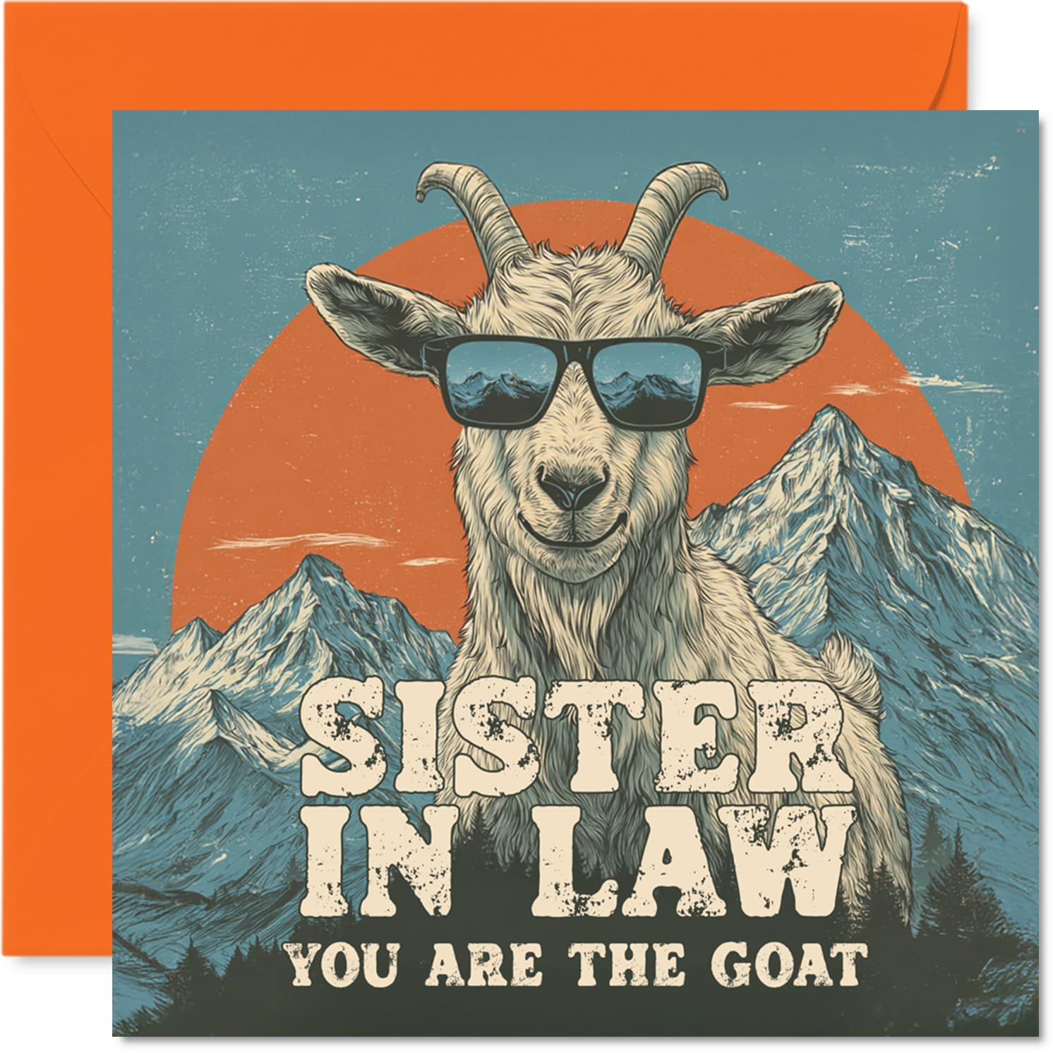 Sister in Law Birthday Card - You Are The Goat - Happy Birthday Card for Sister in Law from Brother Sibling, 145mm Funny Animal Bday Greeting Cards