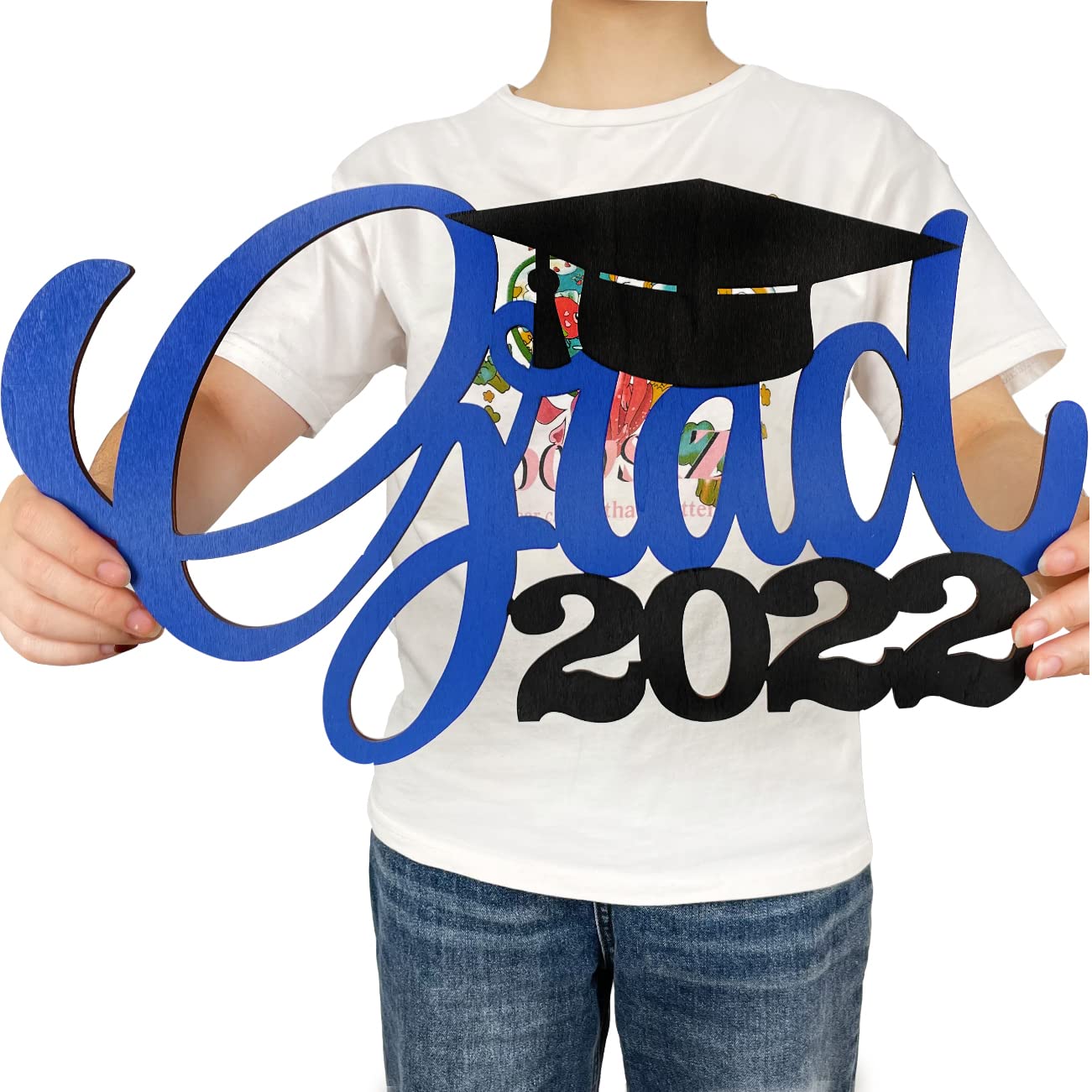 Buy Blue Graduation Party Decorations, Grad 2023 Wooden Sign Graduation Photo Booth Props 2023