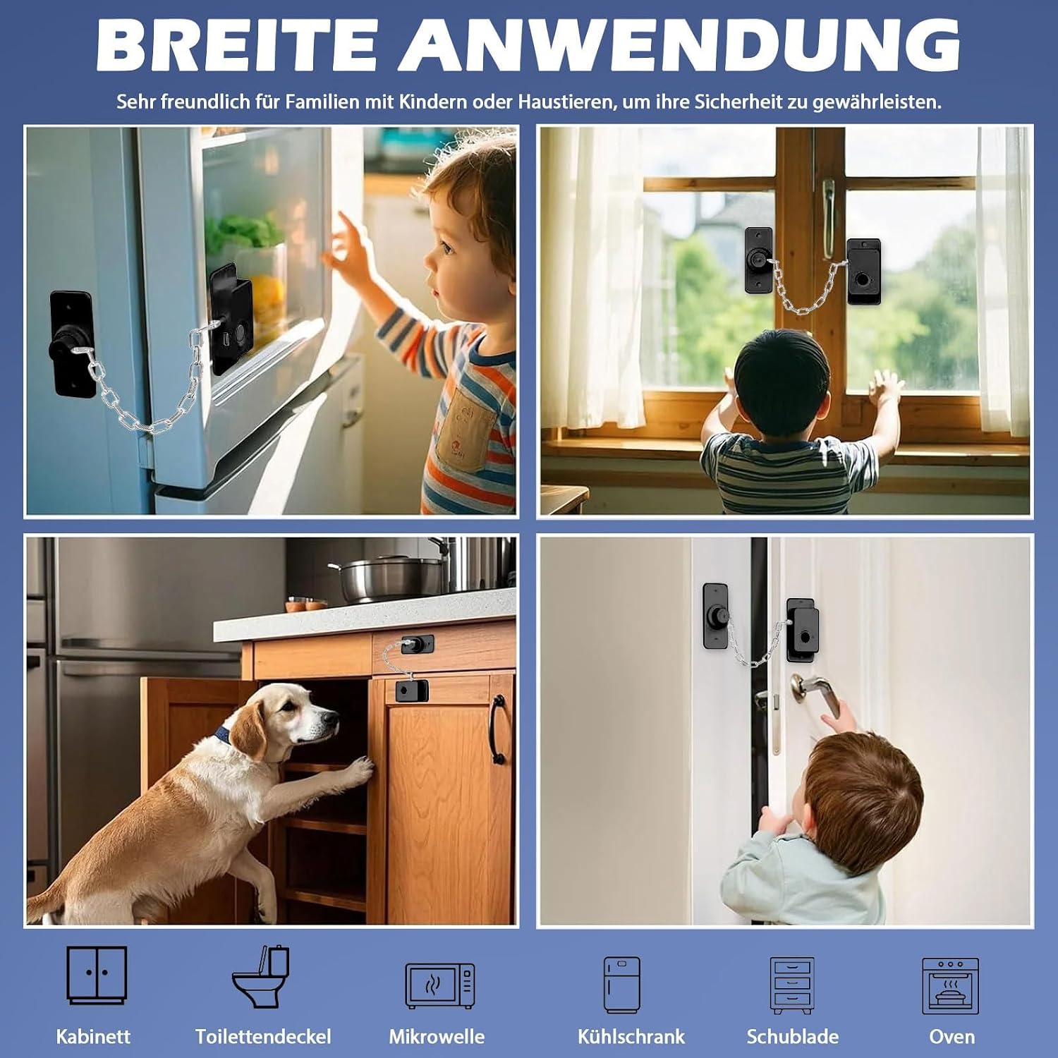 Fingerprint Child Proof Door Lock, Fingerprint Refrigerator Lock for Kids Safety, Strong Adhesive Child & Pet Proof Security for Door, Fridge, Cabinet and Window, No Drilling