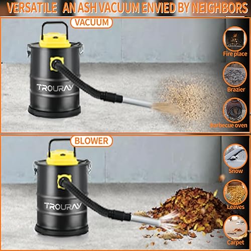 Miniatura 3 de Aspiradora de cenizas, 2.6 galones, resistente al calor, ligera, con succión potente de 800 W y soplado para el hogar