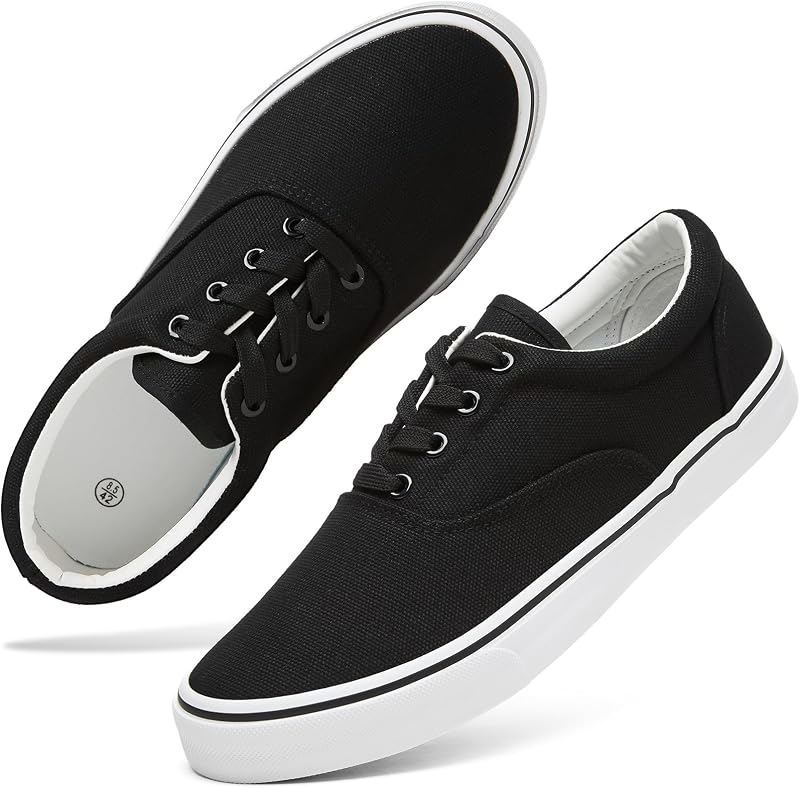 Zapatos para caminar de lona de caña baja con cordones Zapatillas de moda informales para hombre