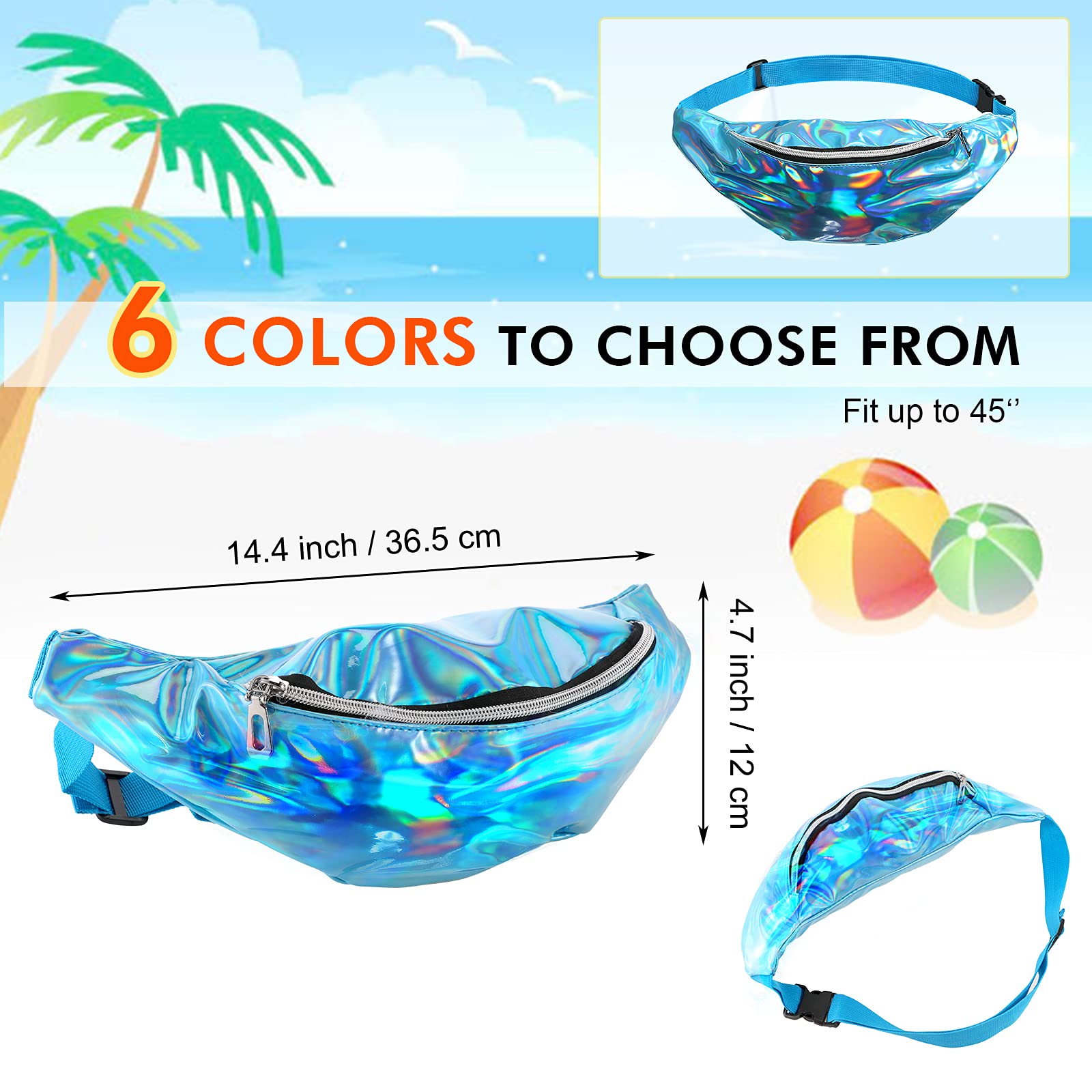 Holografische Bauchtaschen, glänzend, neonfarben, wasserdicht, 80er-Jahre-Laufgürtel, Outdoor-Sport, Gürteltasche mit verstellbarem Gürtel für Damen, Herren, Mädchen, Kinder, Outdoor, Laufen,