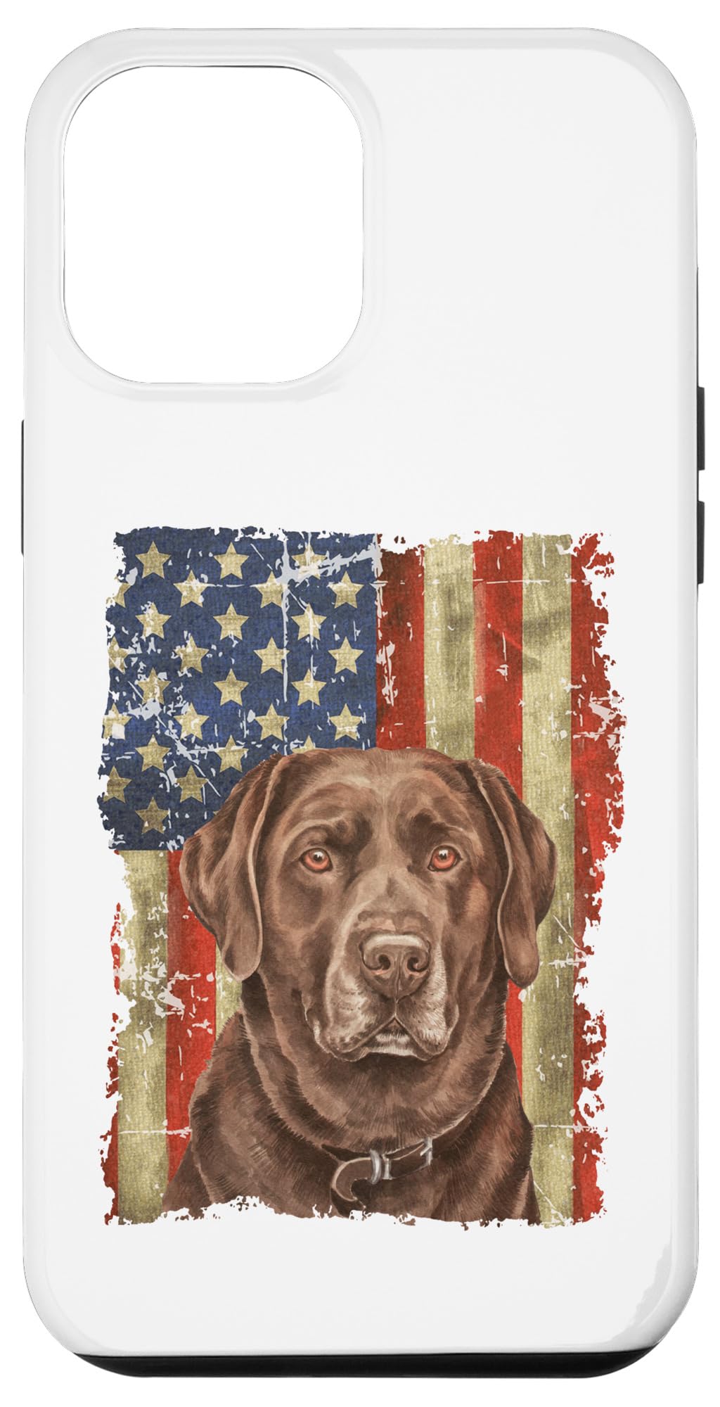 iPhone 15 Pro Max Retro Chocolate Lab With USA Flag Gift Chocolate Lab Dad Mom Case