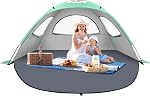 Beach Tent for 3-4 Person, Lightweight Beach Tent Sun Shelter with UV Protection, 3 Mesh Roll Up Windows & 8.0mm Fiberglass, Easy Assemble