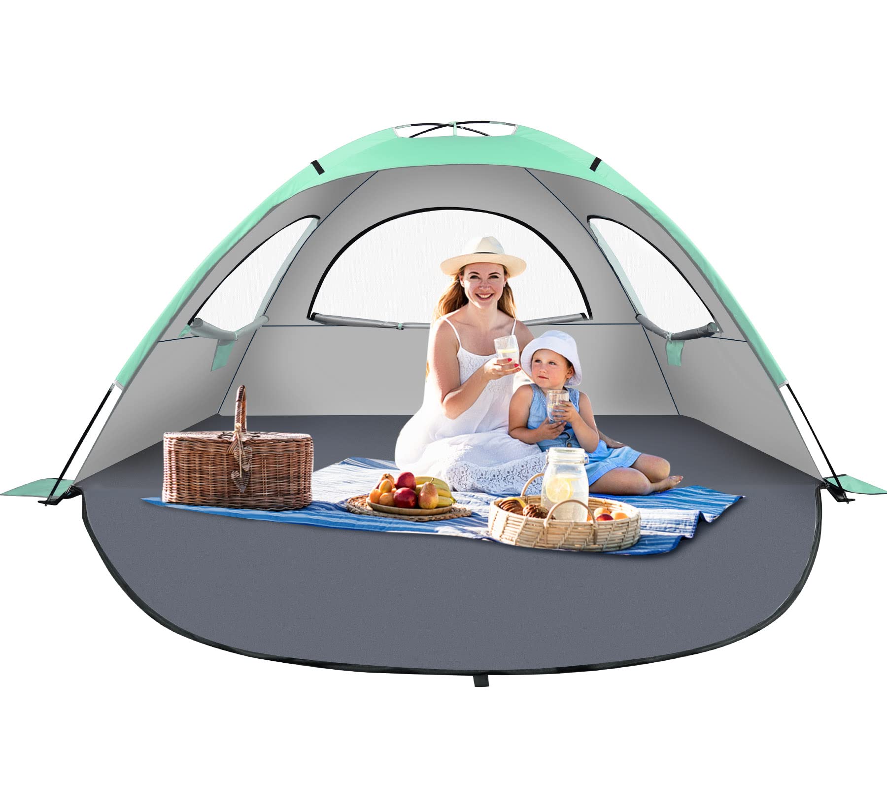 ミントグリーン YITGOG ビーチテント サンシェードテント 3-4人用