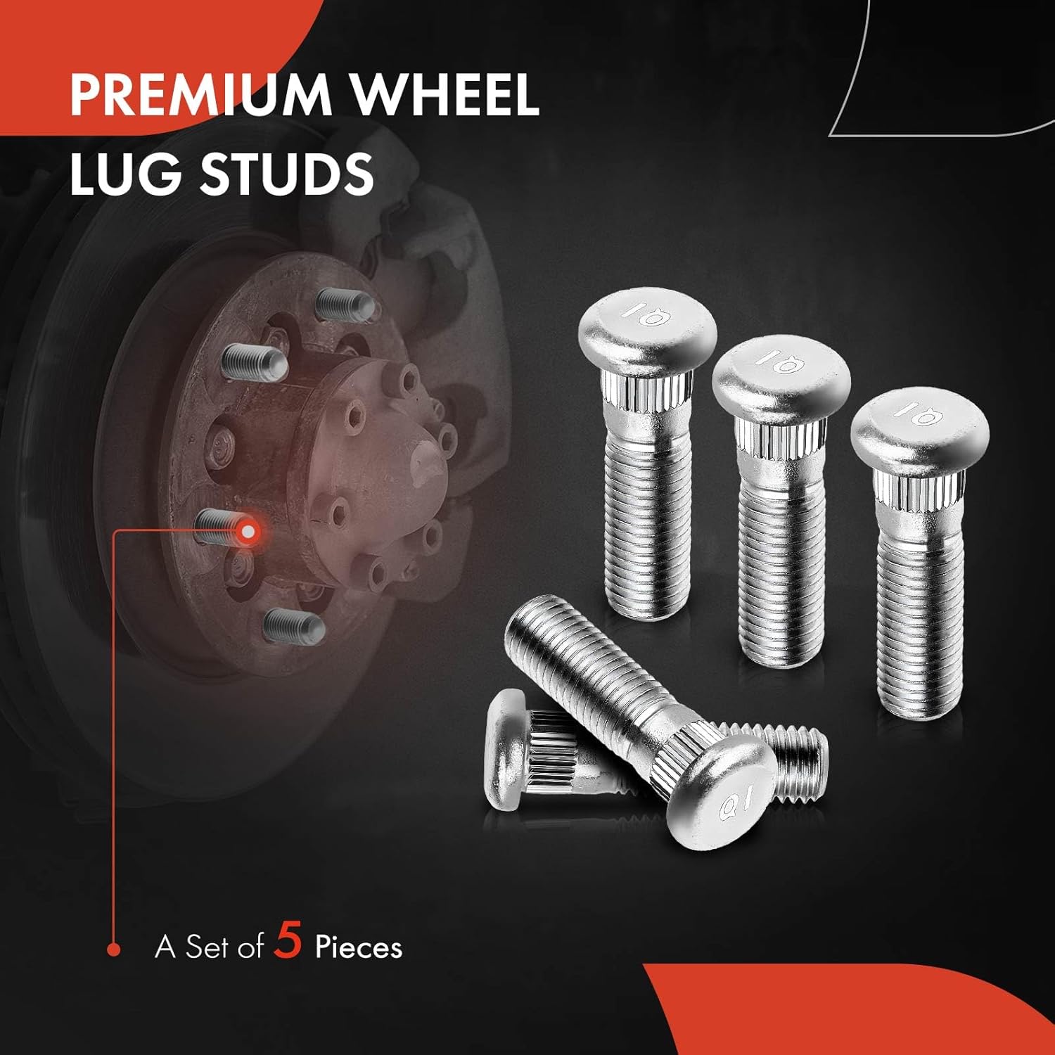 A-Premium 5Pcs M12-1.50 Wheel Studs Compatible with Honda CR-V, Civic, Accord, Pilot, Odyssey, HR-V, Crosstour & Acura RDX, TLX, TSX, TL, RL, NSX, CL, Legend & Isuzu Oasis
