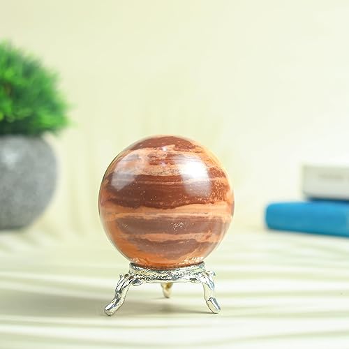 Miniatura 5 de Crocon Bola de esfera de jaspe de chocolate de 1.969 in con soporte de metal, más de 1400 quilates, bola de piedras preciosas curativas, escultura