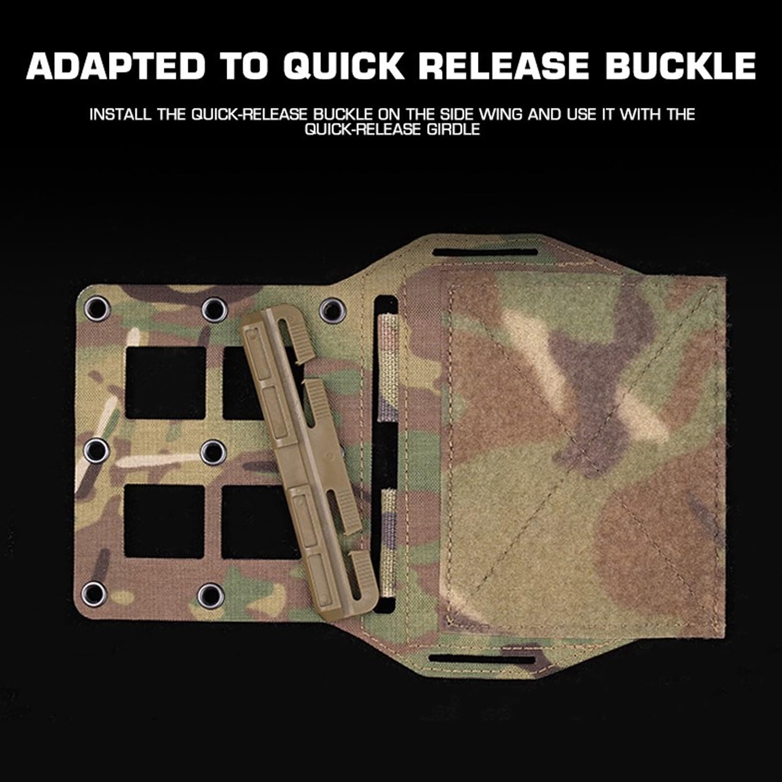 Camouflage MOLLE Expander Wing, Taktische Kummerbund-Verlängerung mit Klettverschluss für Plattenträger, Weste-Erweiterungspanel(Black CP)