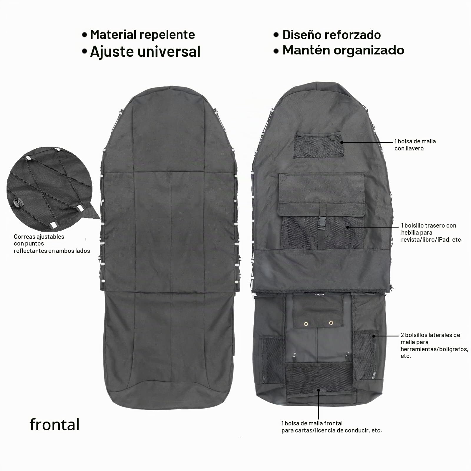 Fundas de Asiento de Coche para Camiones, Impermeables, 1 Pieza, Overol para camión, Cubo, Color Negro, Fundas de Asiento de protección para camioneta/SUV/RV/Van