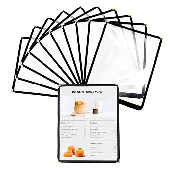 10 Pack Menu Covers 8.5 x 11 Inch, 1 Page 2 View Menu Holder, Menu Sleeves for Restaurant, Cafe, Bar