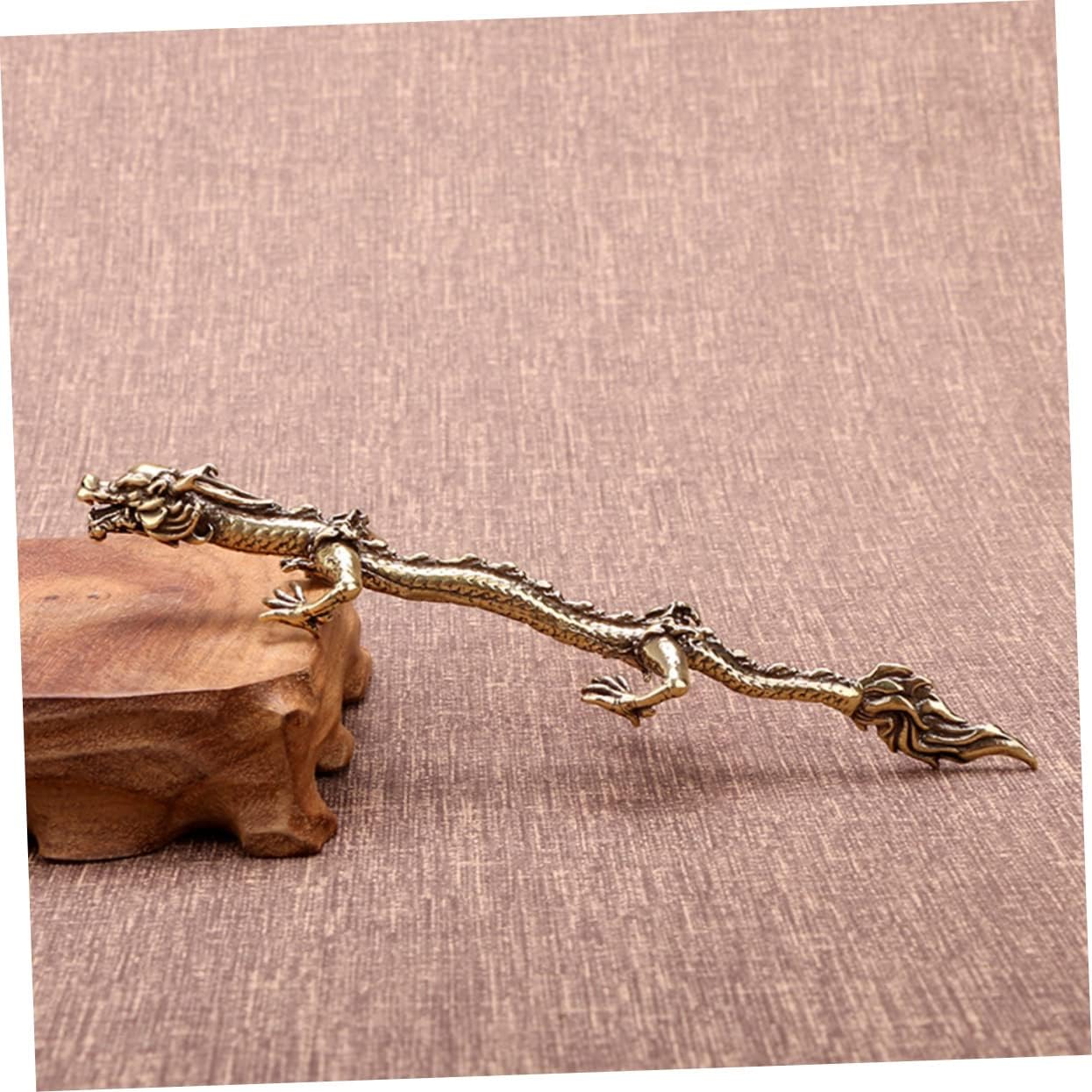 LIFKOME Dragon Pen Holder Desktop Ornament Antique Dragon Model Multi-Functional Calligraphy Brush Stand Unique Decorative Writing Rack for Home Office