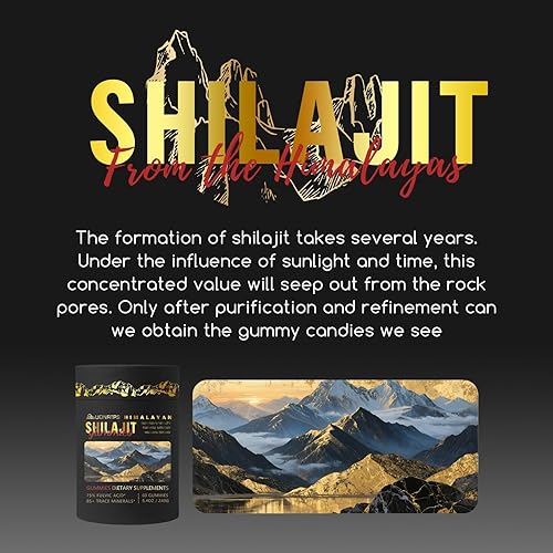 Miniatura 6 de Gomitas Shilajit del Himalaya de oro, gomitas Shilajit para hombres y mujeres, impulso de energía natural y apoyo inmunológico, más de 85 minerales