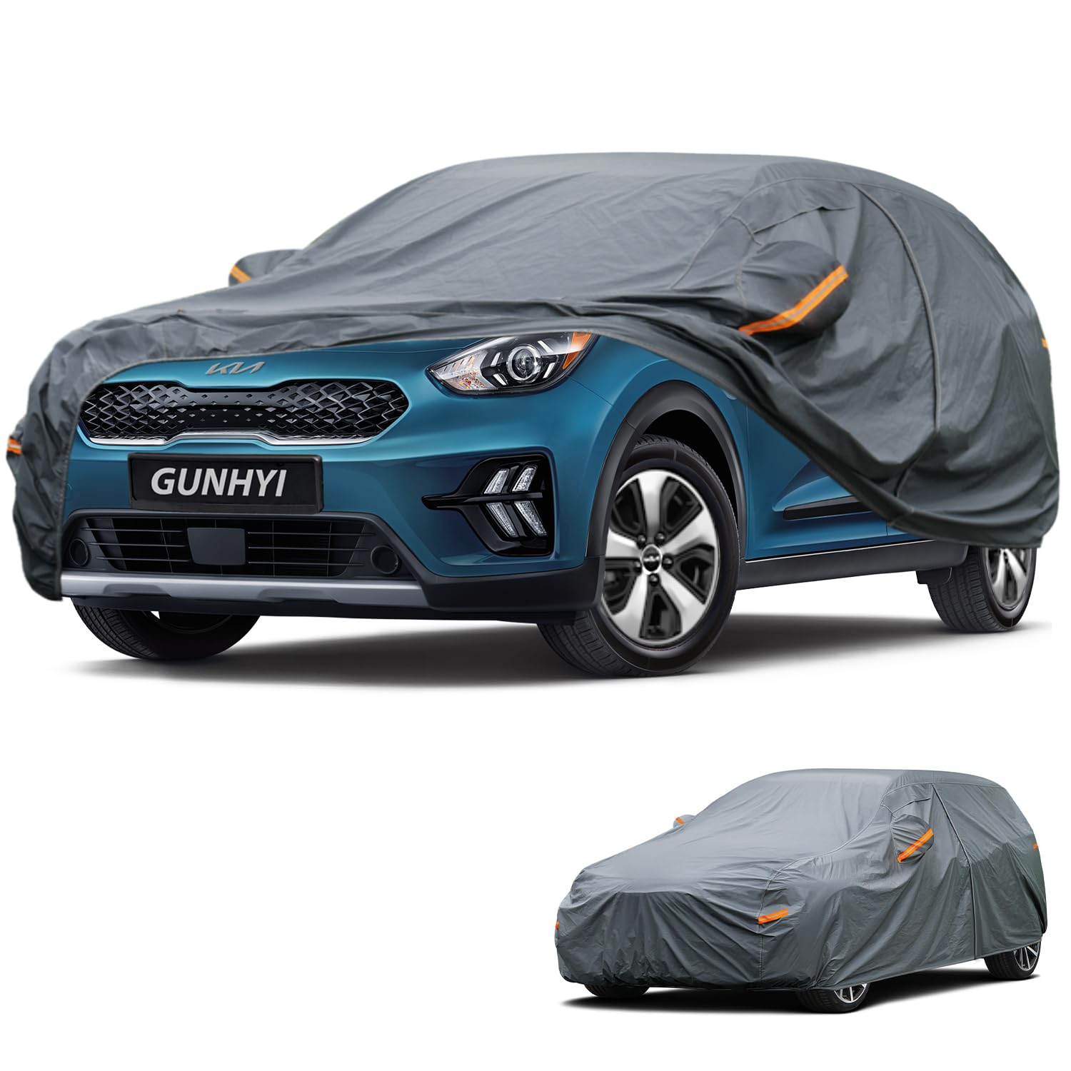 GUNHYI Premium Car Cover Custom Fit Kia NIRO, 16 Layers Heavy Duty Car Cover Waterproof All Weather with Zipper Door for Sun Rain Snow Dust Uv Protection
