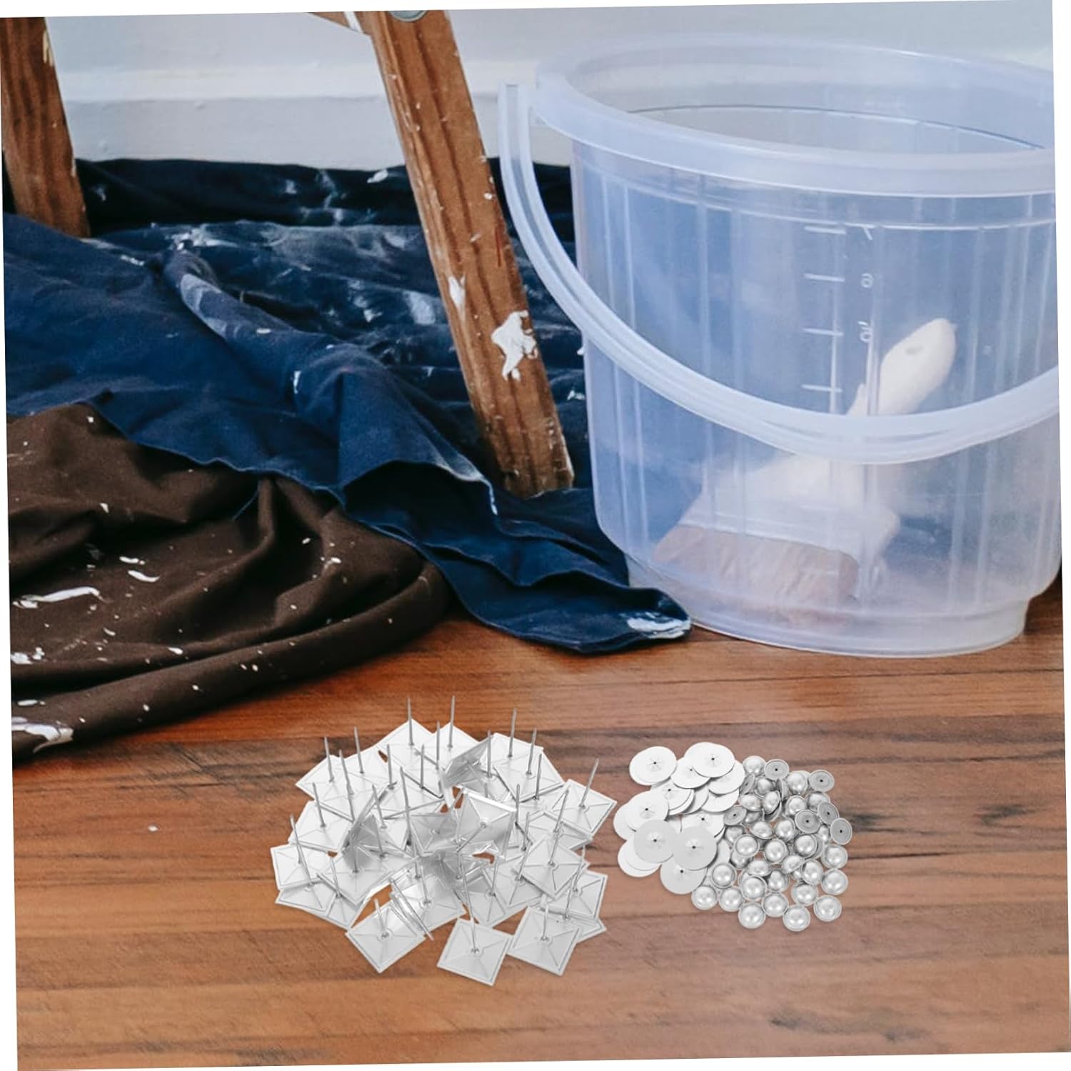 Angoily 50Sets Self Stick Insulation Nails with Dome Cap Washers Aluminum Thermal Fasteners for Foam Board Installation Walls Ceilings and Floors Total