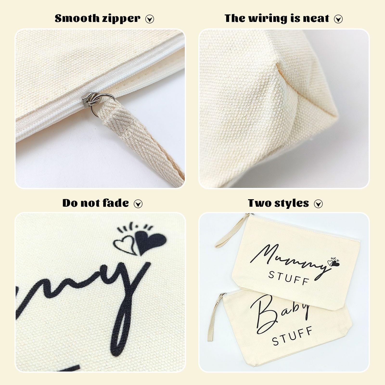 Sacchetti in Tela per Neomamme Baby Shower, Borsa Cosmetica Regalo 4 Pezzi