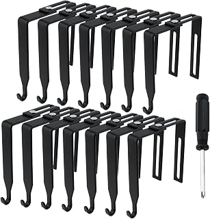 12PCS Metal Cubicle Hook Door Mirror Hook Black Adjustable Cubicle Hook with Screwdriver for Hanging Office Supply Clothes Jacket and Hat