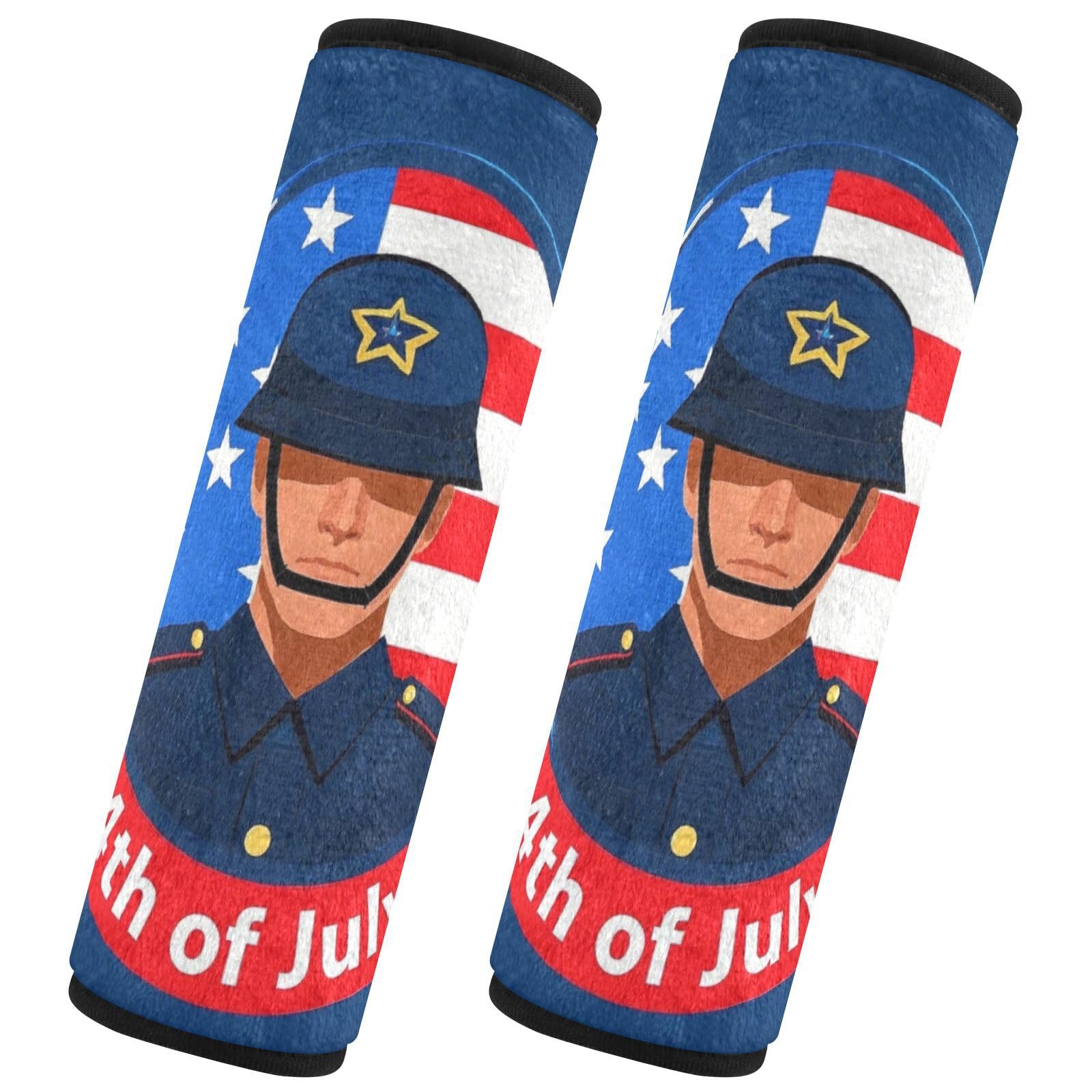 EtherSpher 4th of July Independence Dayblue Soldier Belt Strap Covers, Stop seat Belt Cutting into Neck, car Trip Essentials for Most Cars Backpack Airplane Protector para cinturón de carro 2