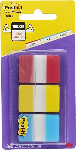 Post-it 686-RYB Sert Seperatör Dosyalama için ideal, sert polyester Indeks Kırmızı, Sarı, Mavi Kırmızı