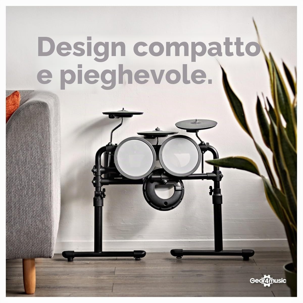 VISIONDRUM Batteria Elettronica Adulti e Bambini, 7 Pad in Mesh, Nero | Kit Batteria Elettrica, Altezza Regolabile, Design Pieghevole, Cuffie, Sgabello e Bacchette Inclusi