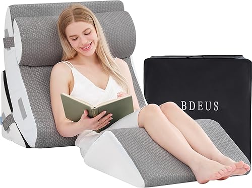 BDEUS Juego de 4 almohadas ortopédicas extra anchas de cuña de 25 pulgadas, almohada de cuña ajustable de espuma viscoelástica para postcirugía para
