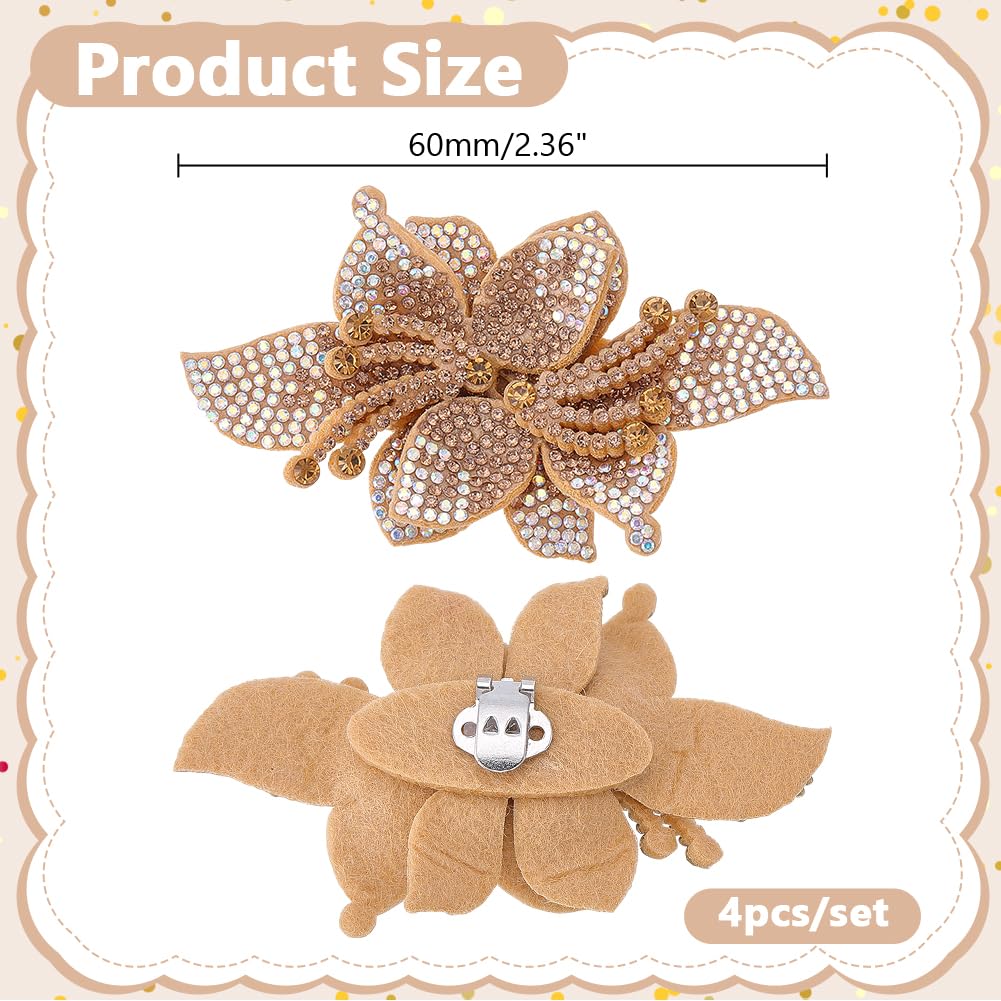 Clip de decoración de zapatos estereoscópico de flores con diamantes de imitación de tela, hebilla trasera de metal, clips de decoración para zapatos para mujer, sandalias de tacón alto