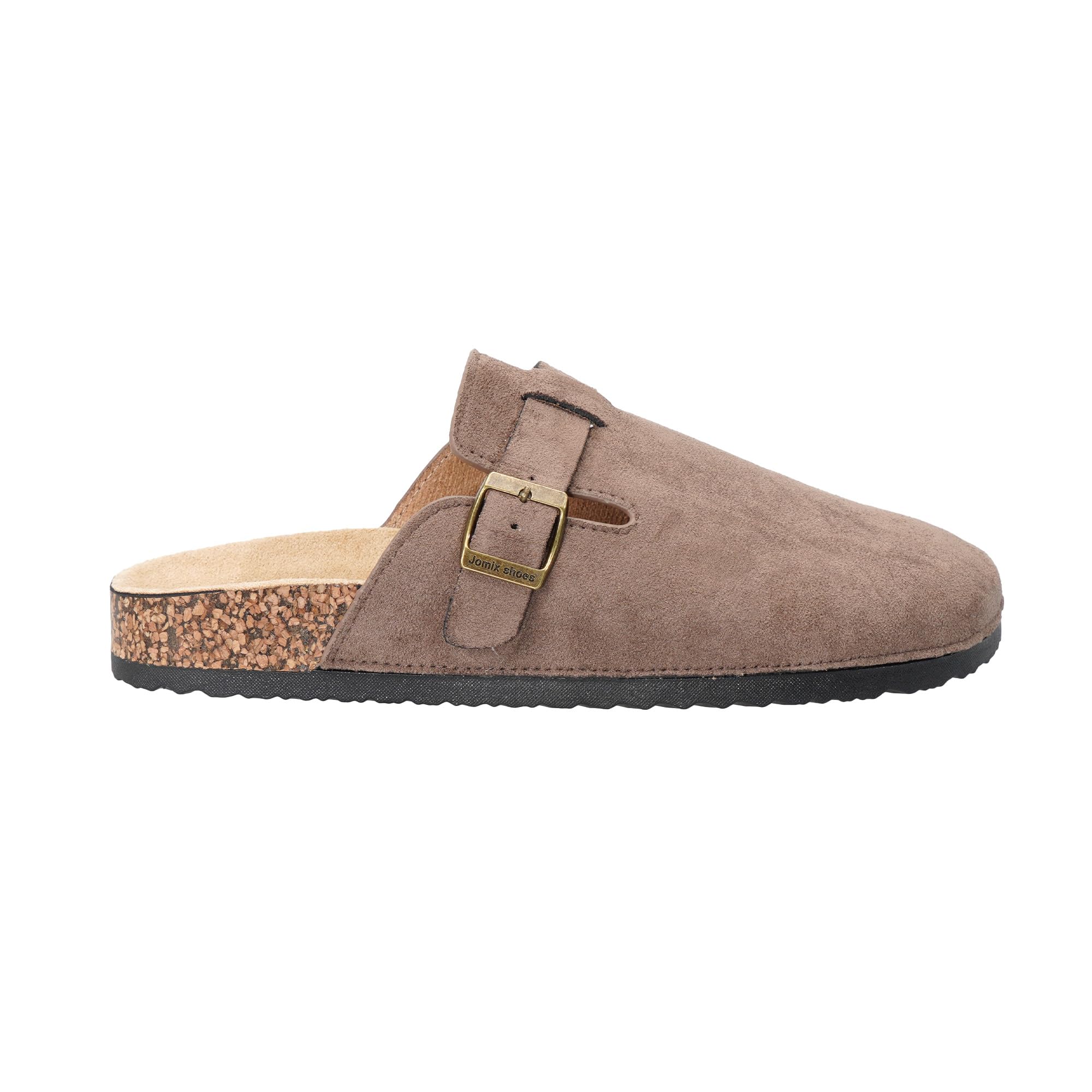 JOMIX Mules et Sabots Homme Chaussons avec Boucle Réglable Pantoufles en Fermé Liège Semelle Chaussures de Jardin Confortable Antidérapants