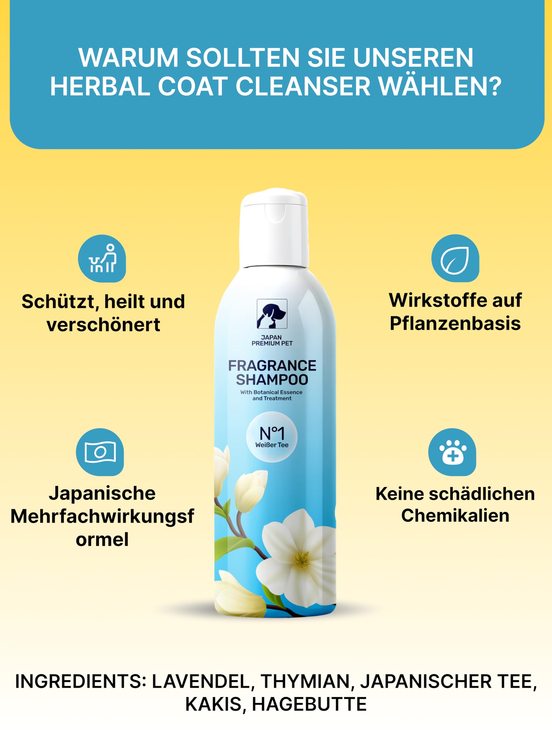 Katzenshampoo Handtuch (25 St) & Japan Premium Katzen & Hunde Shampoo (250 ml) | Reinigungstücher wie Trockenshampoo & Befeuchtendes Sensitiv-Shampoo für glänzendes Fell