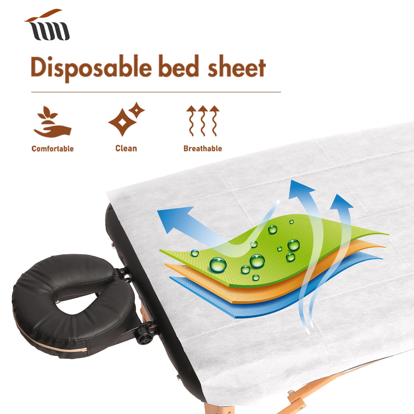 50 Stück Einweg Massageliegen Auflage, Verdickt, Massageliegen Auflagen für Spa Tattoo Salon, Weiche, hautfreundliche Einweg Massagetisch Bettlaken Vliesstoff 80 x 180cm (50)