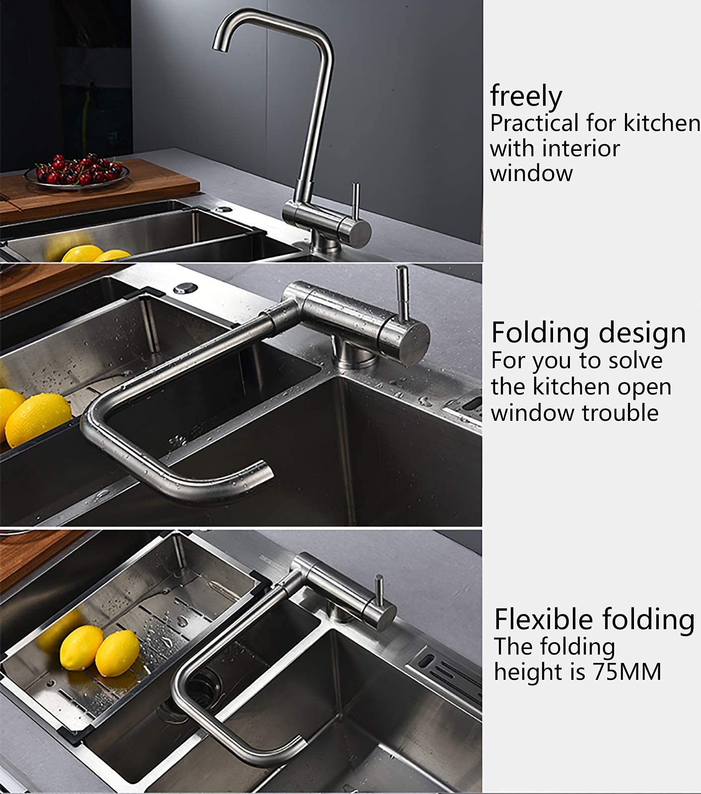 Mezclador Tap Cocina Cuarto de Baño, Giratorio Aireador Aireador Agua Ahorro Grifo Sola Manija Mezclador de Cocina Tapas Single Hole Hot And Fried Water Cash Faucet
