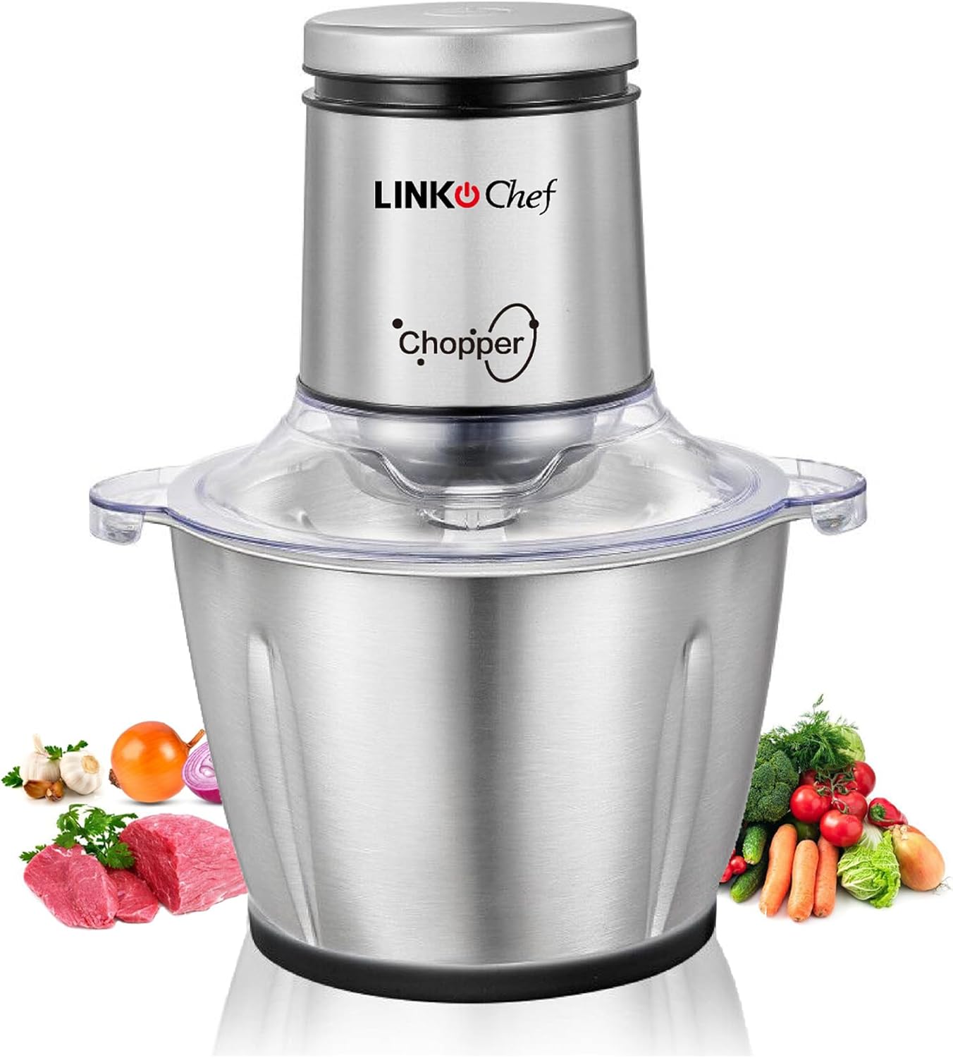 LINKChef Food Processor, 8 Cup Food Chopper, Meat Grinder Electric 400W, 4D Sharp