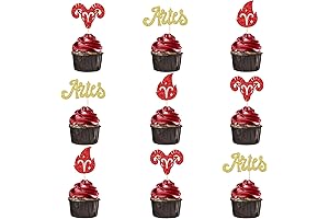 24-Piece Aries Cupcake Toppers: Zodiac Magic for Aries Celebrations