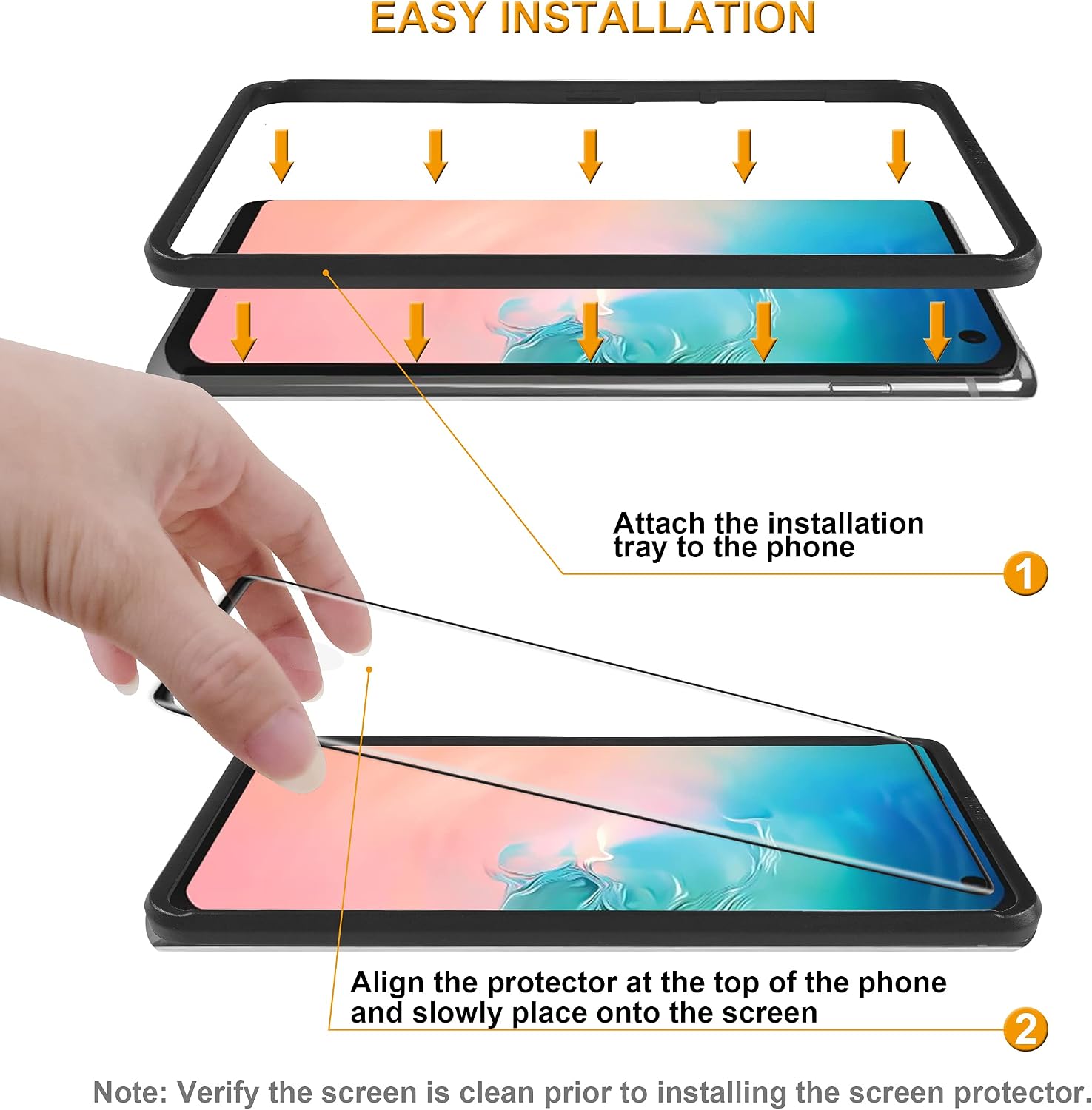 Supershieldz (2 Pack) Designed for Samsung Galaxy S10 Tempered Glass Screen Protector with (Easy Installation Tray), (Full Cover) (3D Curved Glass) Anti Scratch, Bubble Free (Black)